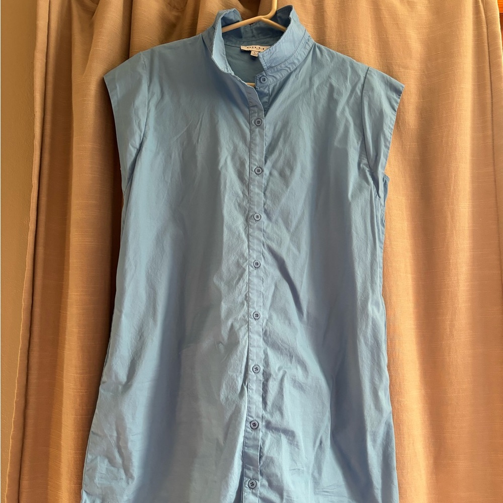 Blue collared cuff shoulder dress